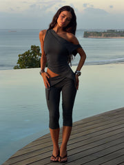 Juliett Crop Top Dark Grey